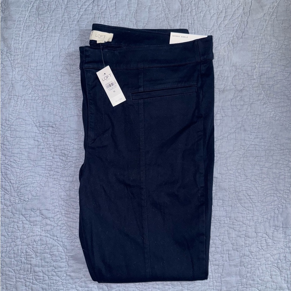 LOFT Navy Mid-rise Skinny Ankle Dress Pants